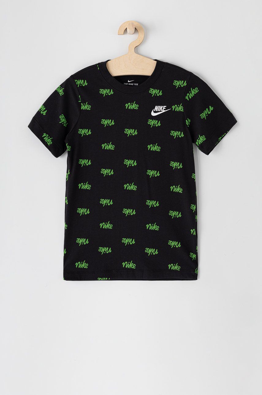 Nike Kids T-shirt dziecięcy kolor czarny wzorzysty