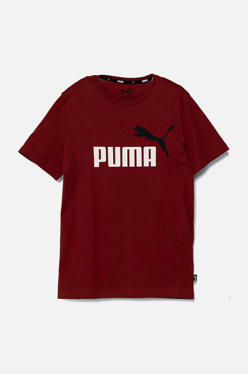 Puma tricou de bumbac pentru copii culoarea bordo, cu imprimeu