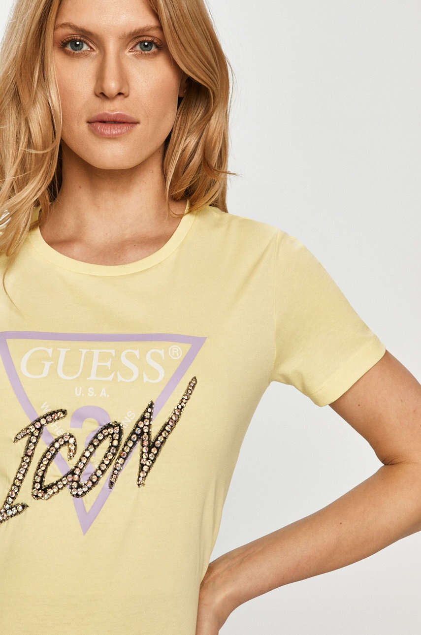 

Guess - Тениска, Жълт
