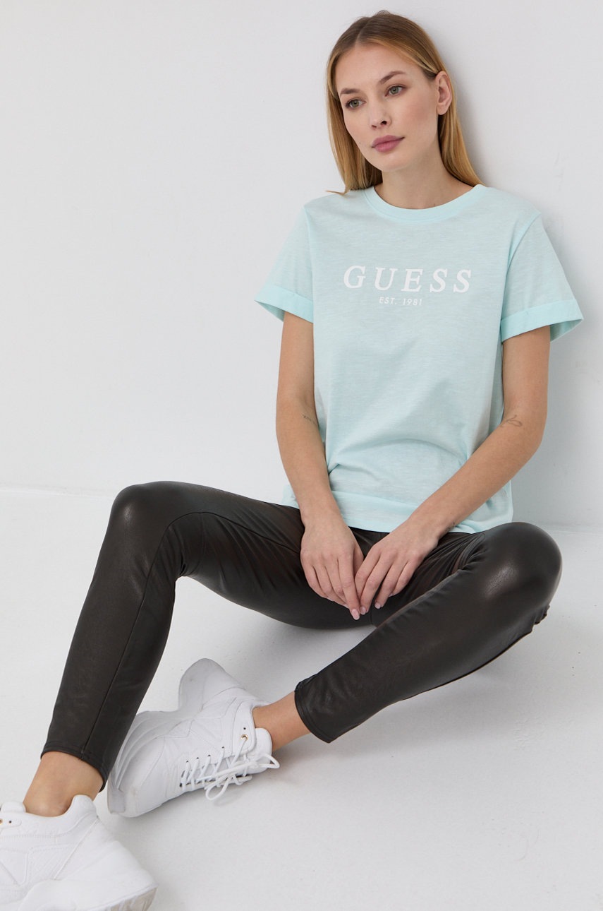 

Памучна тениска Guess, Син