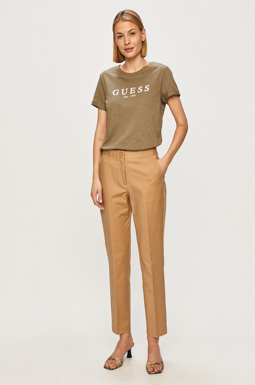 

Бавовняна футболка Guess колір зелений