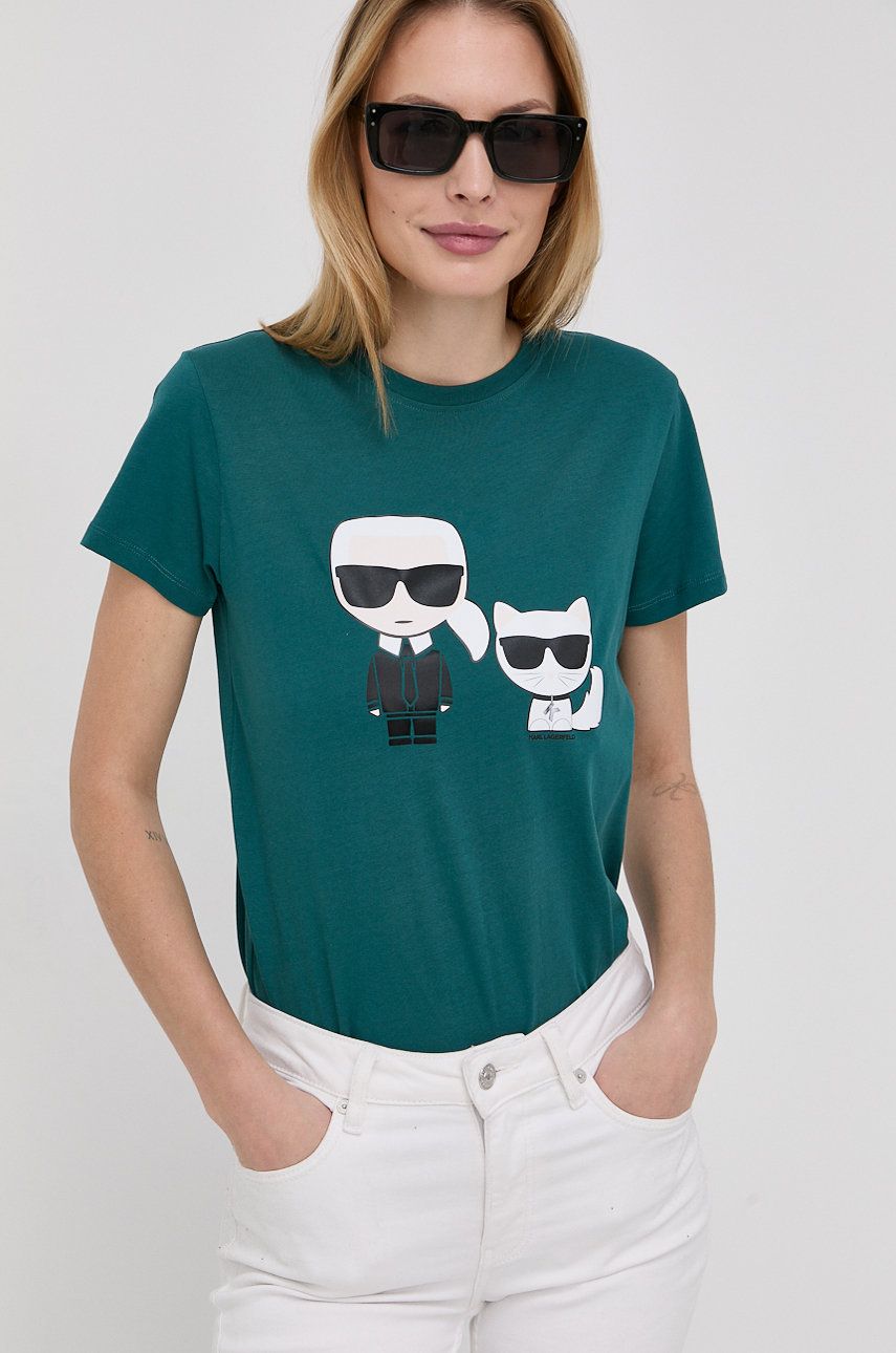 Karl Lagerfeld T-shirt damski kolor zielony