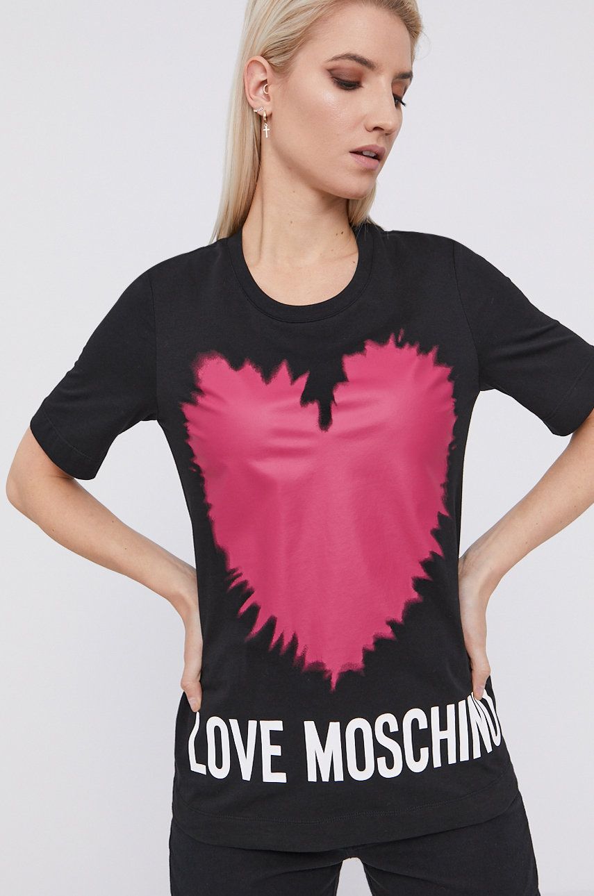 Love Moschino Tricou femei, culoarea negru answear.ro