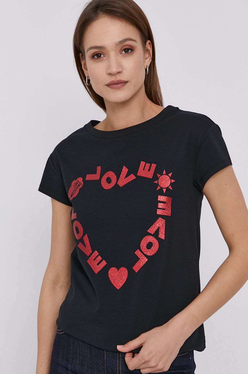 Love Moschino Tricou femei, culoarea negru