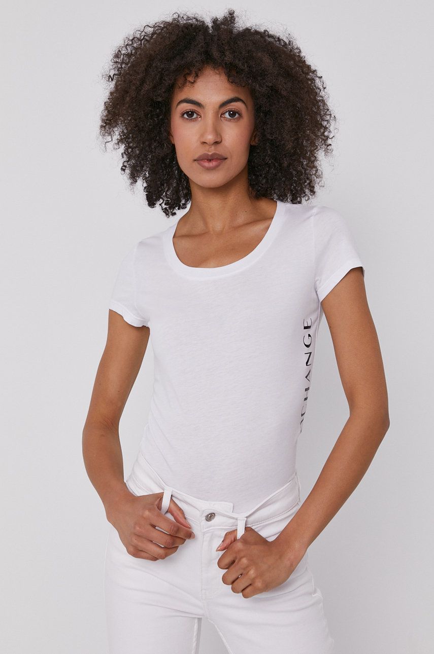 Armani Exchange Tricou femei, culoarea alb answear.ro imagine megaplaza.ro