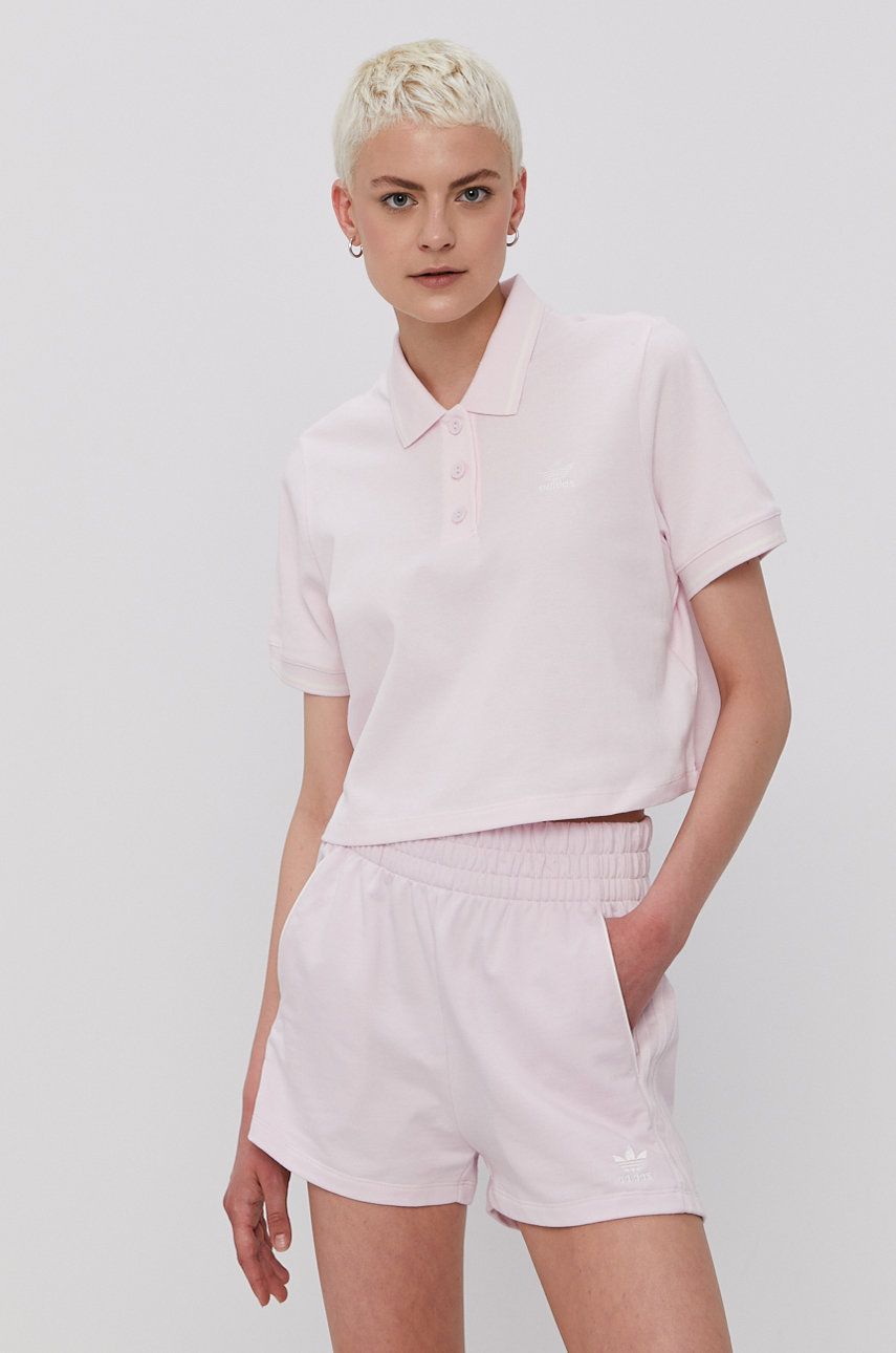 Adidas Originals Tricou femei, culoarea roz, cu guler
