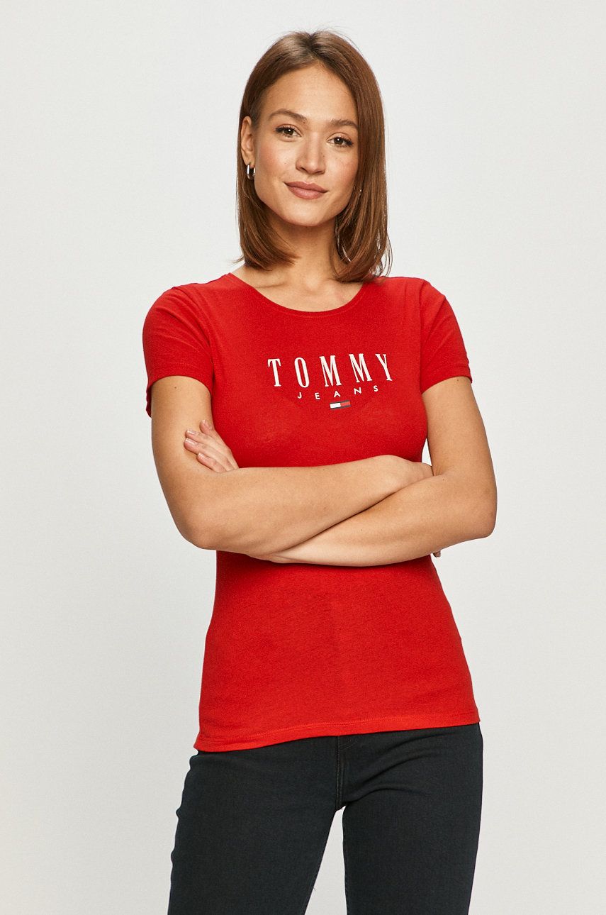 Tommy Jeans Tricou culoarea rosu