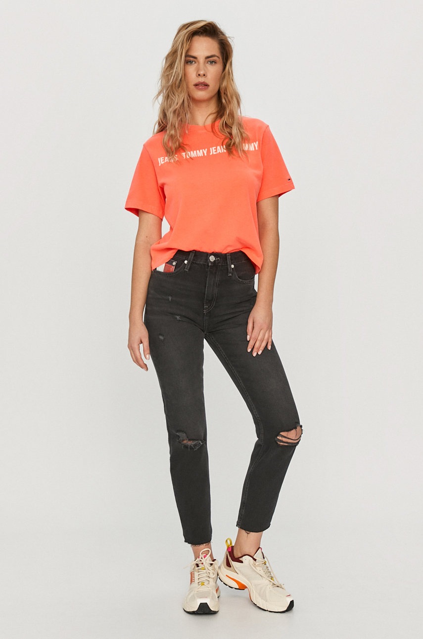 

Футболка Tommy Jeans цвет розовый