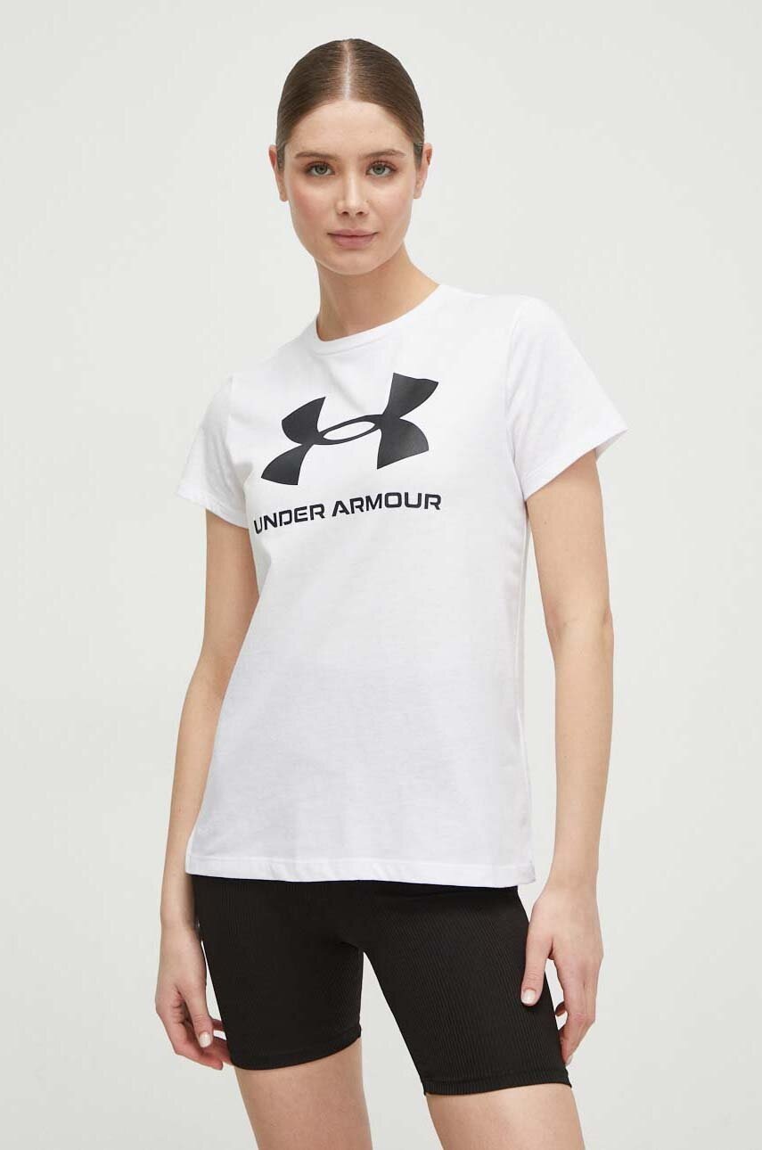 Under Armour tricou femei, culoarea alb