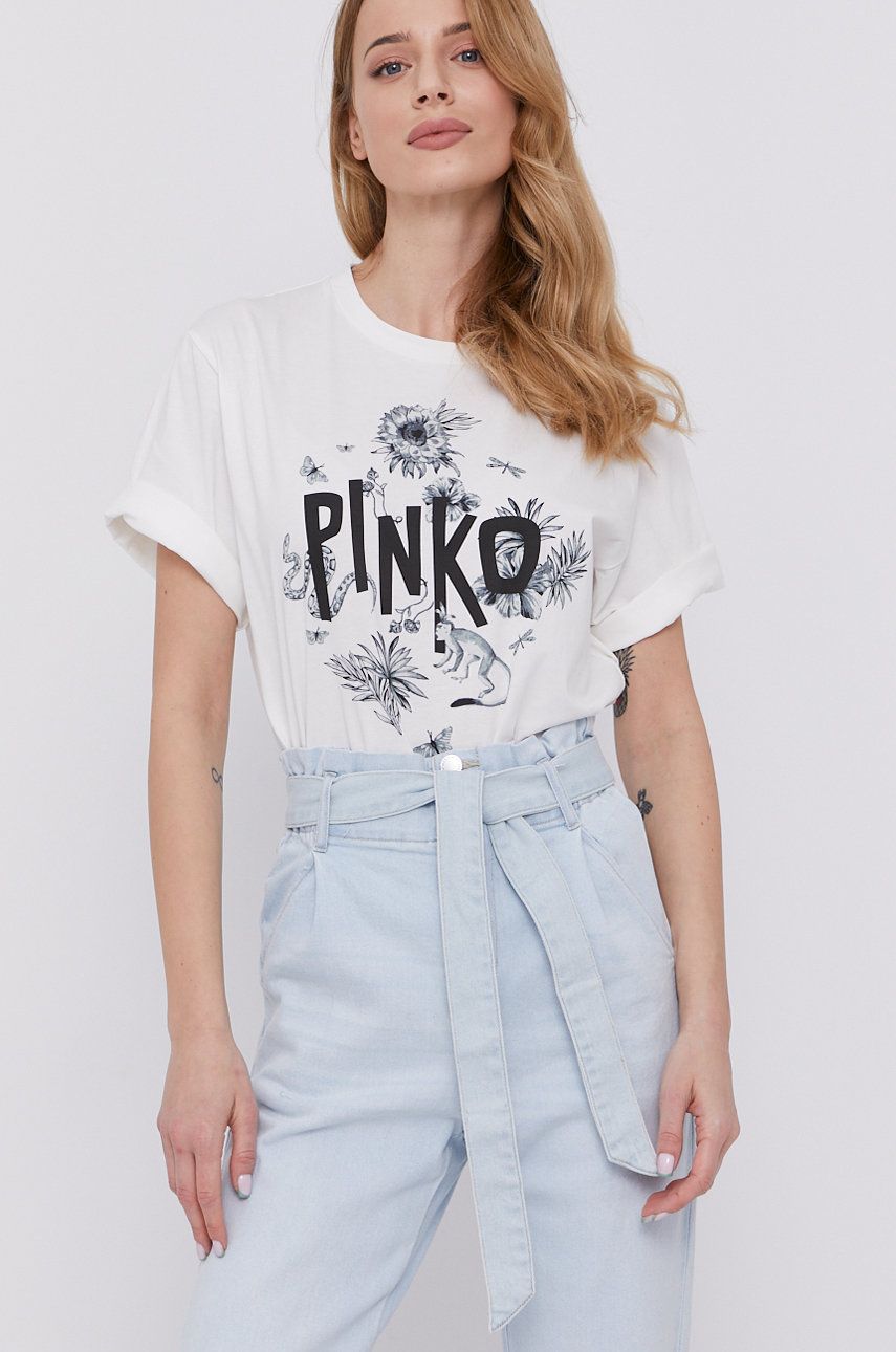 Pinko T-shirt damski kolor biały