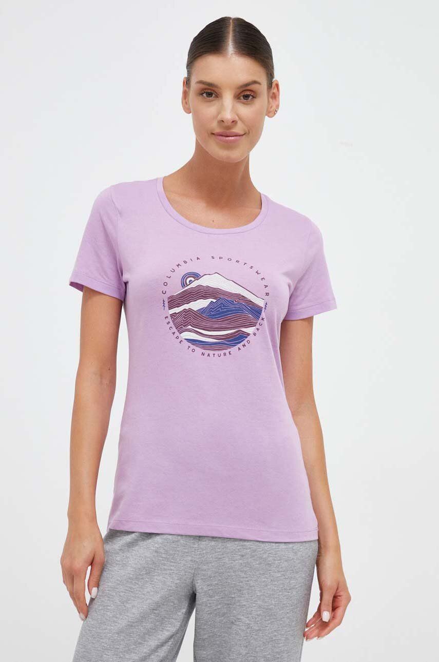 Columbia tricou Daisy Days femei, culoarea violet 1934592