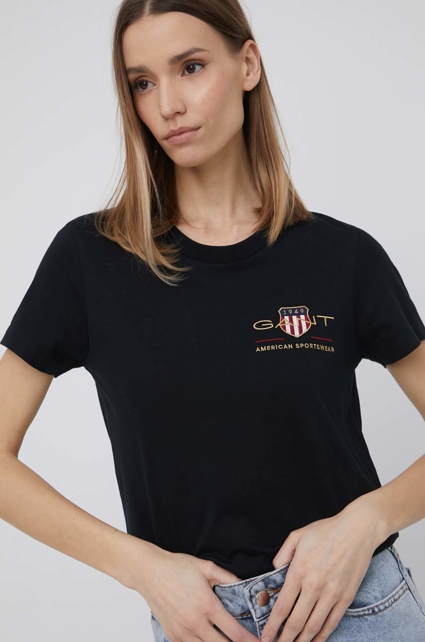 Gant tricou femei, culoarea negru