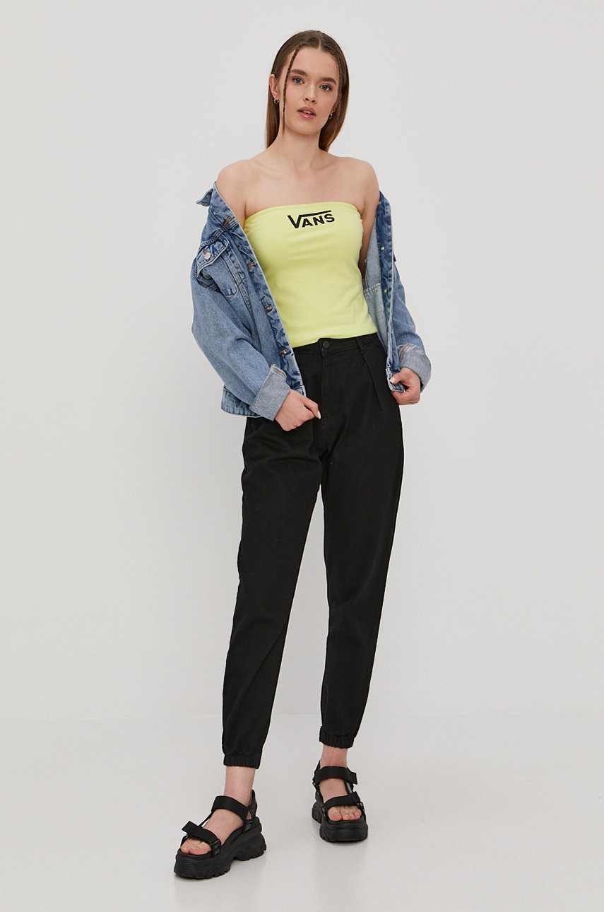 

Топ Vans жіночий колір зелений оголене плече