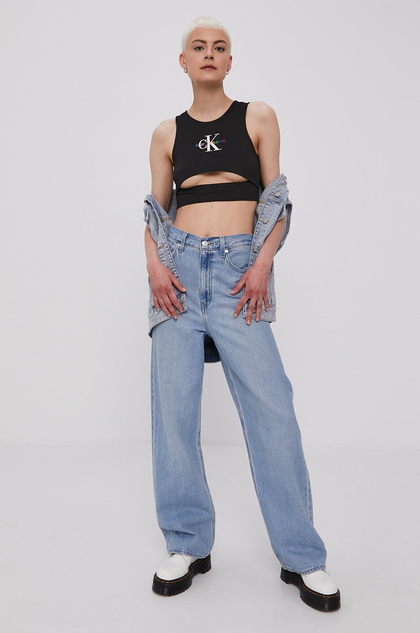 

Топ Calvin Klein Jeans женский цвет чёрный