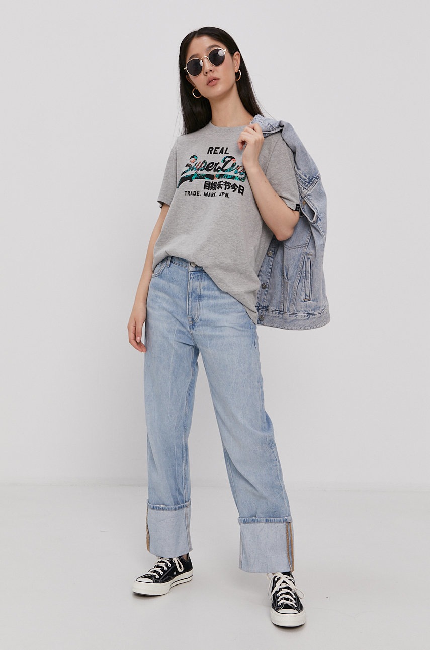 

Футболка Superdry жіноча колір сірий