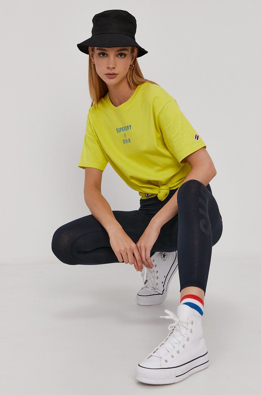 Superdry Tricou femei, culoarea galben answear.ro imagine noua 2022