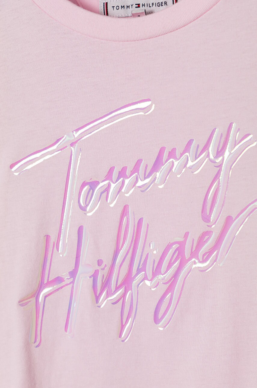 

Детская футболка Tommy Hilfiger цвет розовый