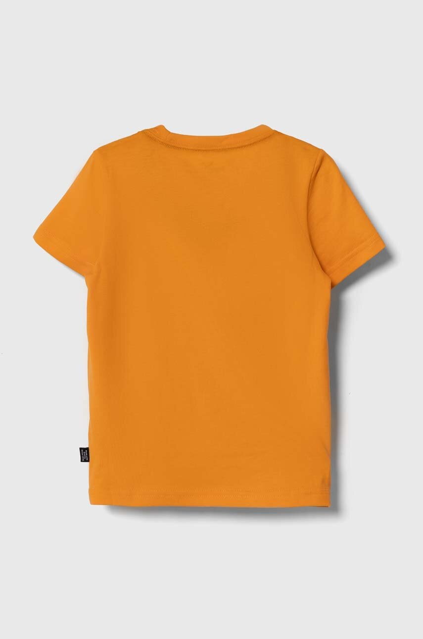 Детская хлопковая футболка Puma цвет оранжевый с принтом