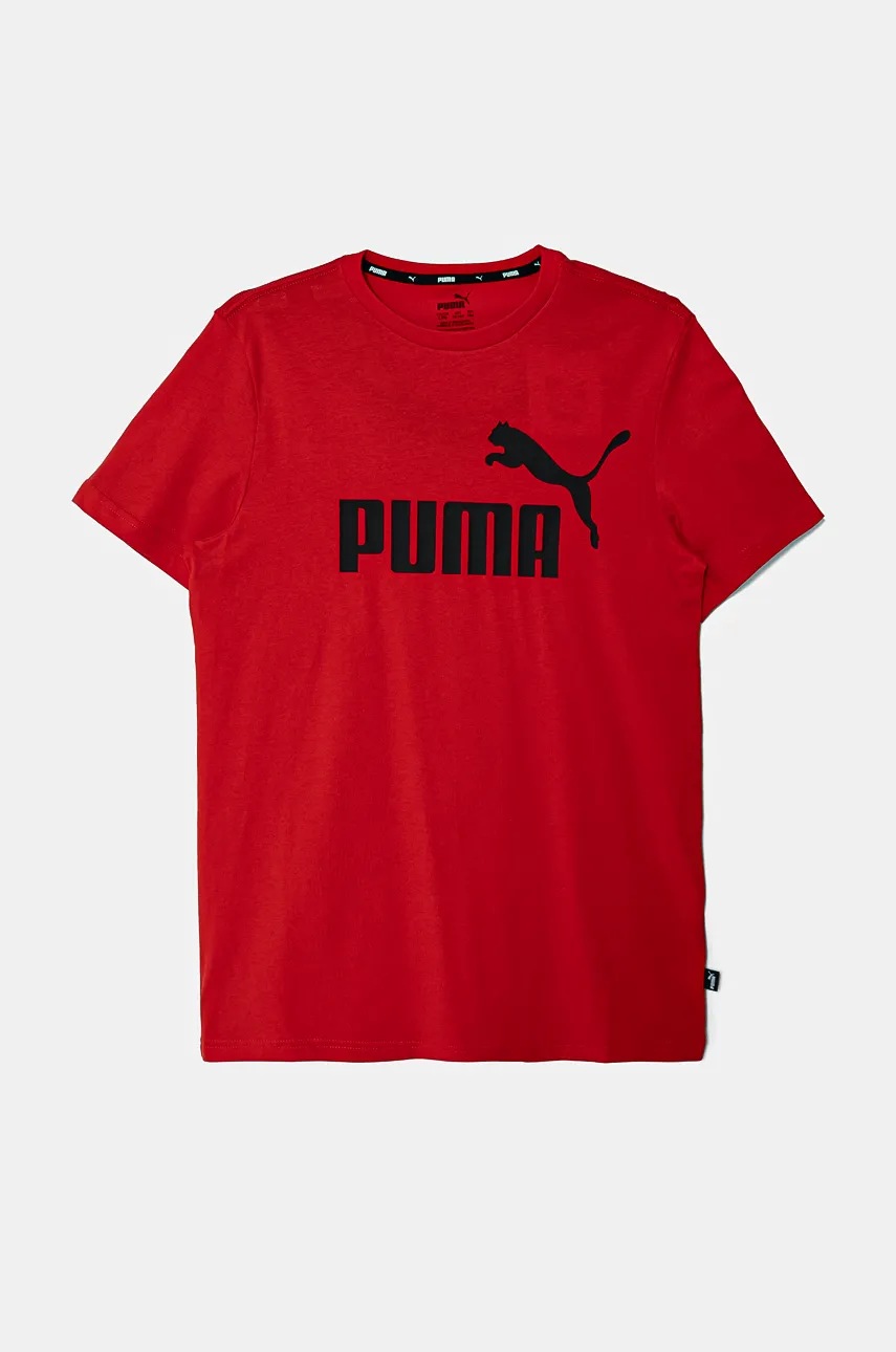 

Детска памучна тениска Puma в червено с принт, Червен