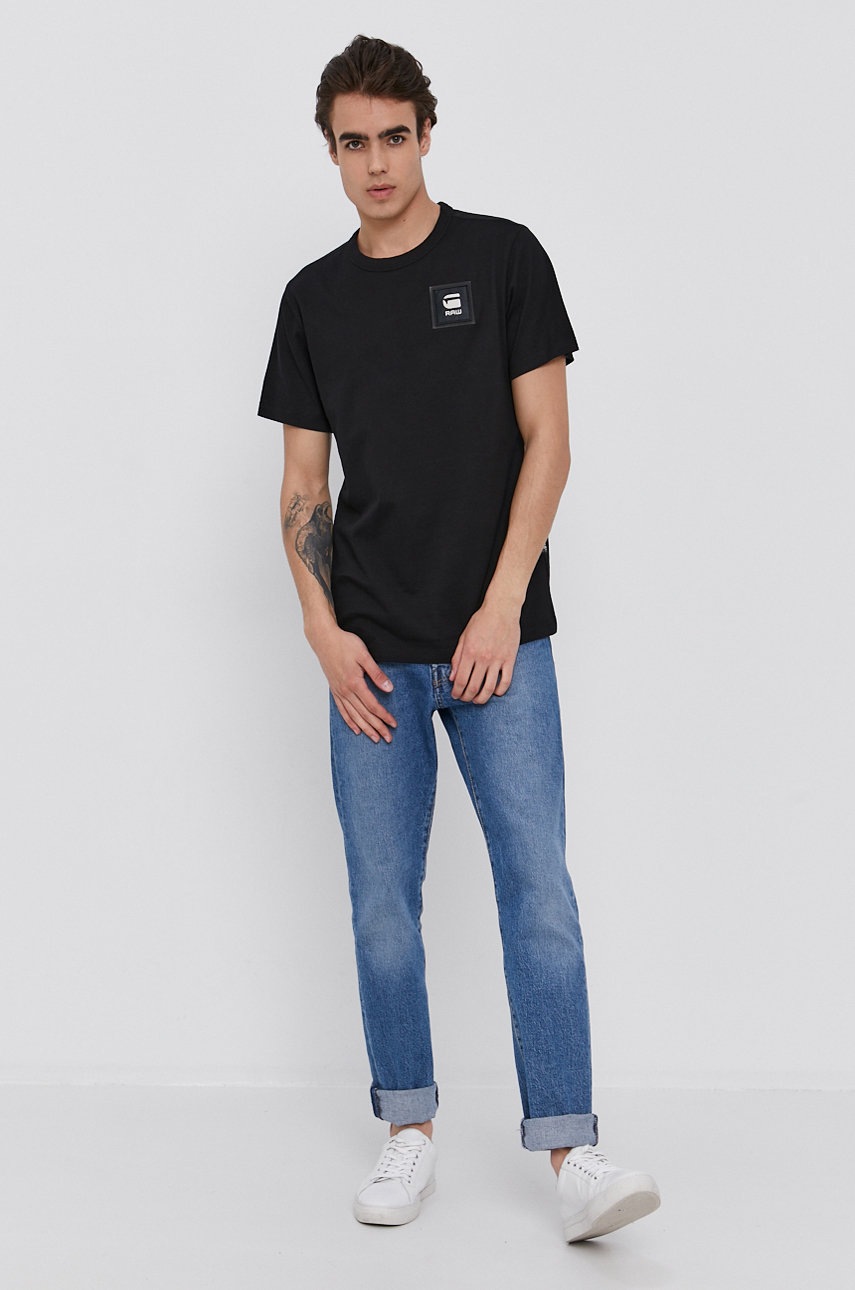 

Футболка G-Star Raw чоловіча колір чорний з аплікацією