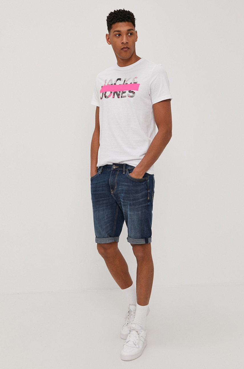 

Футболка Jack & Jones чоловіча колір білий з принтом