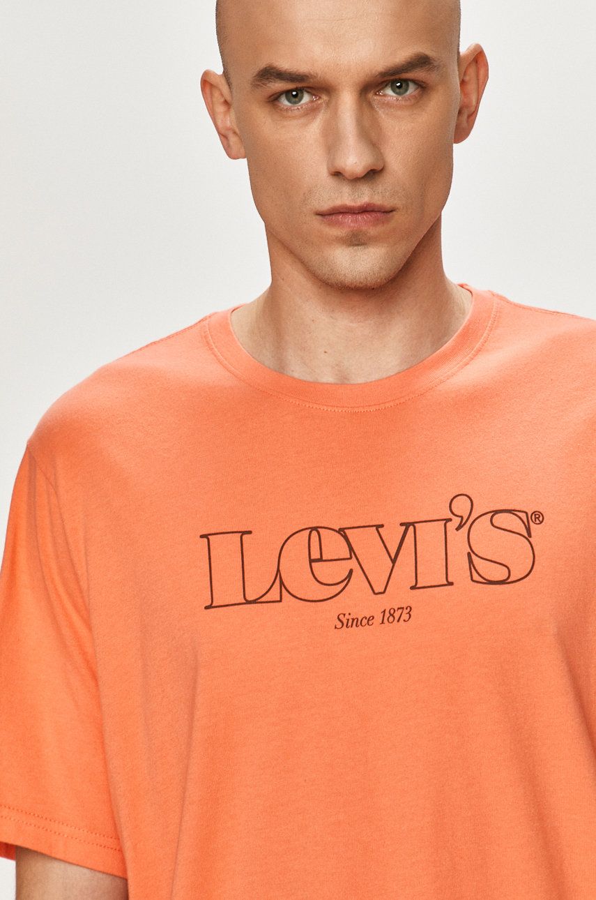 Tričko Levi′s oranžová barva - oranžová -  100% Bavlna