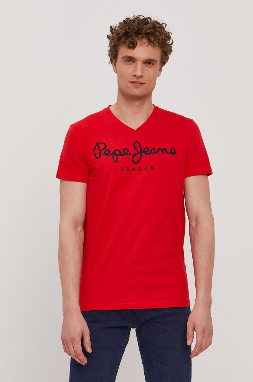 Pepe Jeans T-shirt Original męski kolor czerwony z nadrukiem
