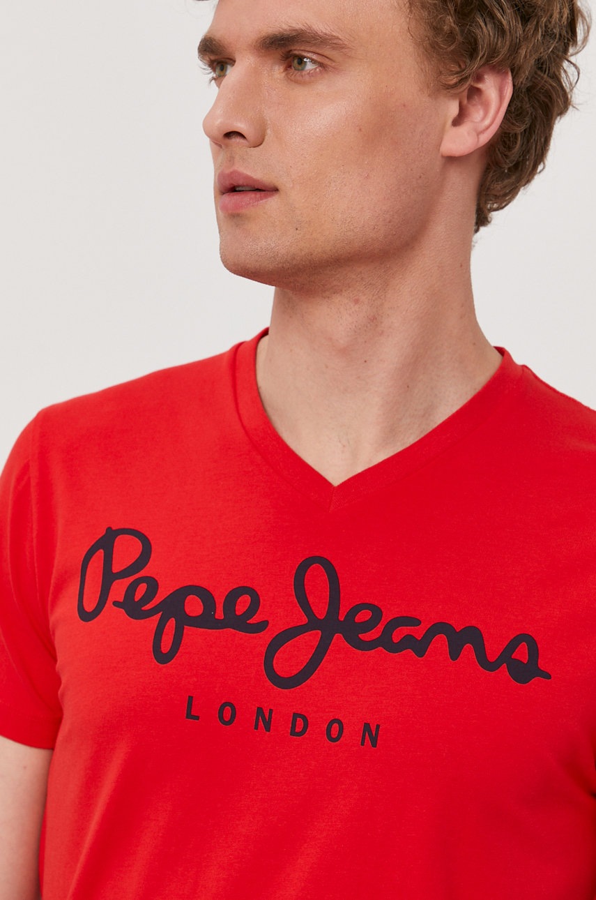 

Футболка Pepe Jeans Original мужская цвет красный с принтом