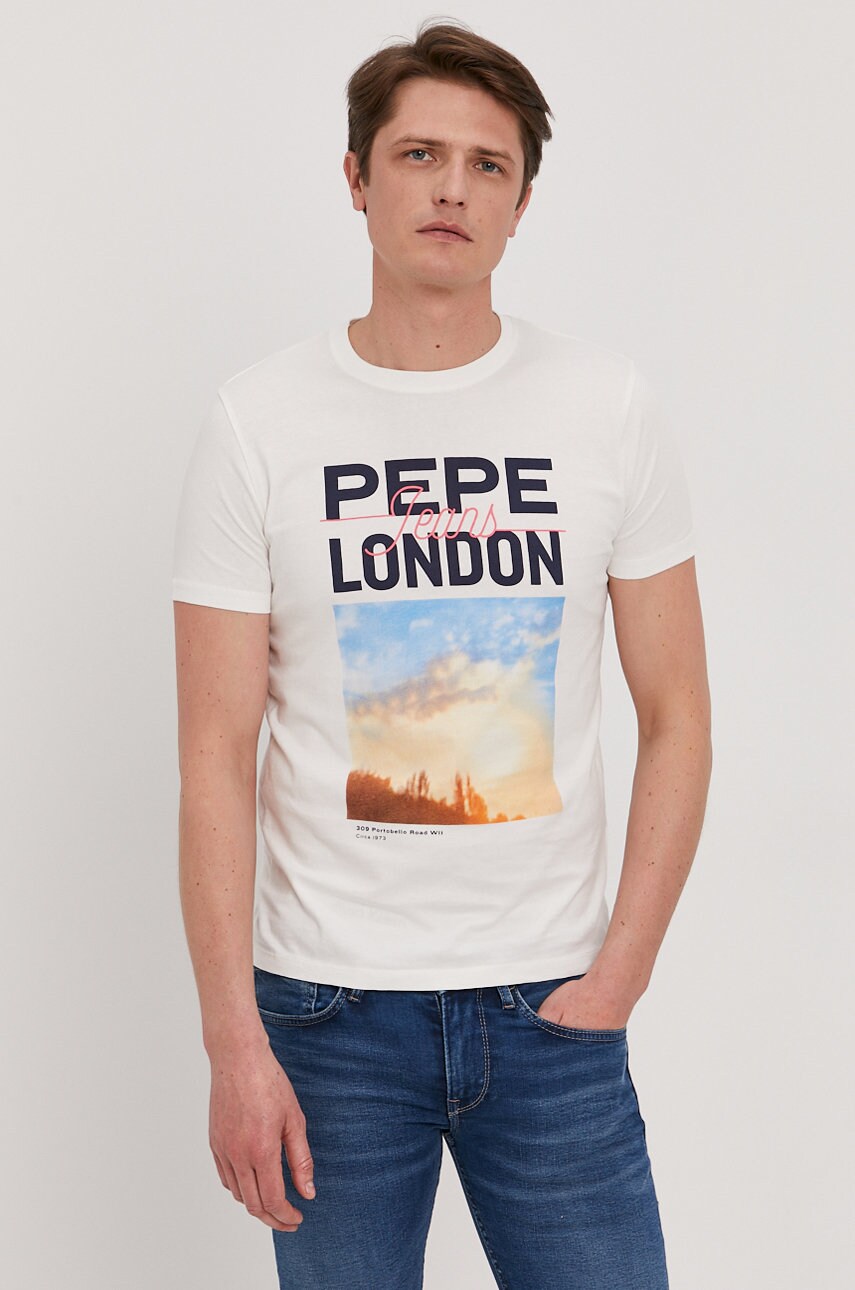 

Футболка Pepe Jeans Manu чоловіча колір білий з принтом