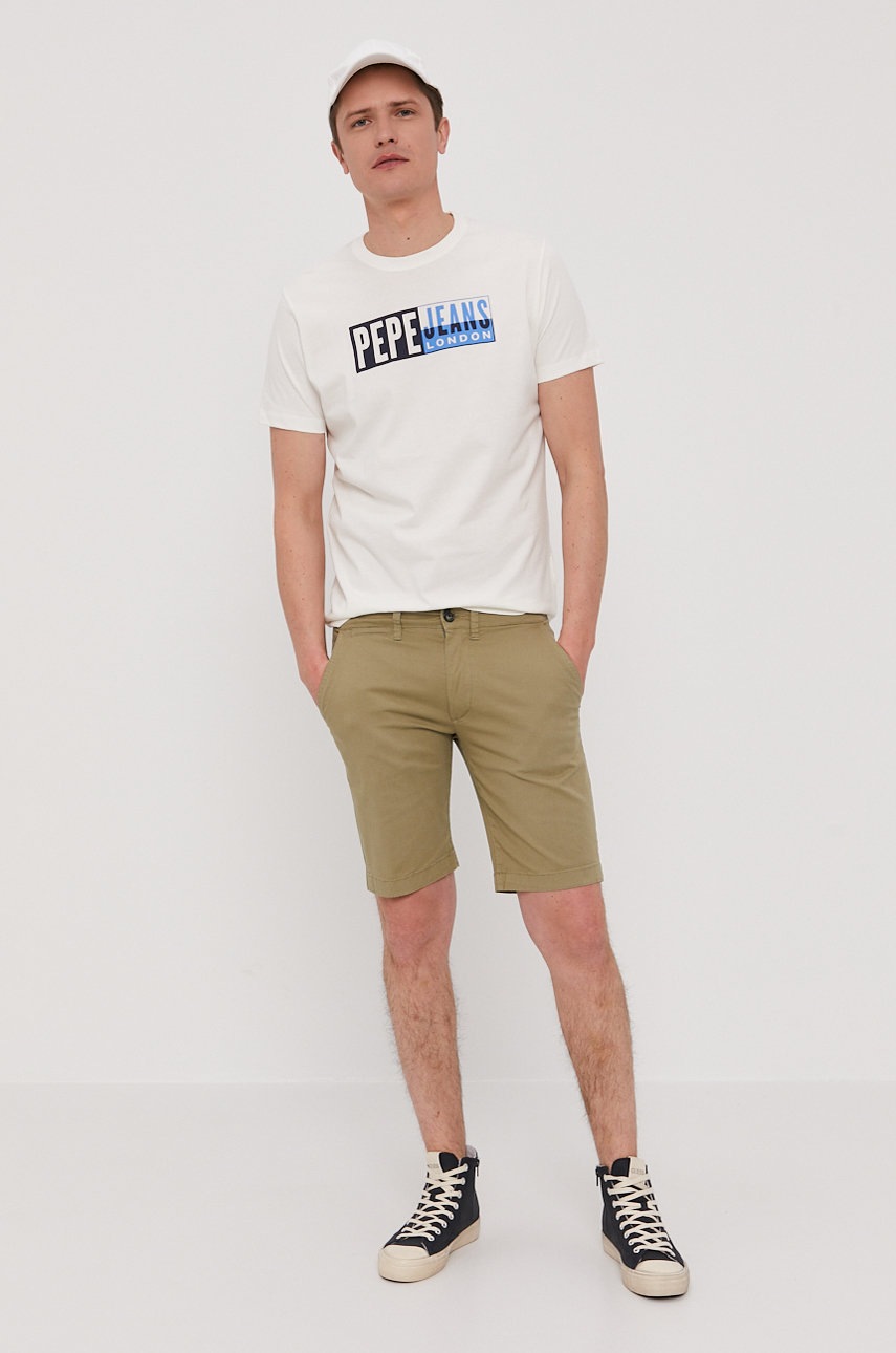

Футболка Pepe Jeans чоловіча колір білий з принтом