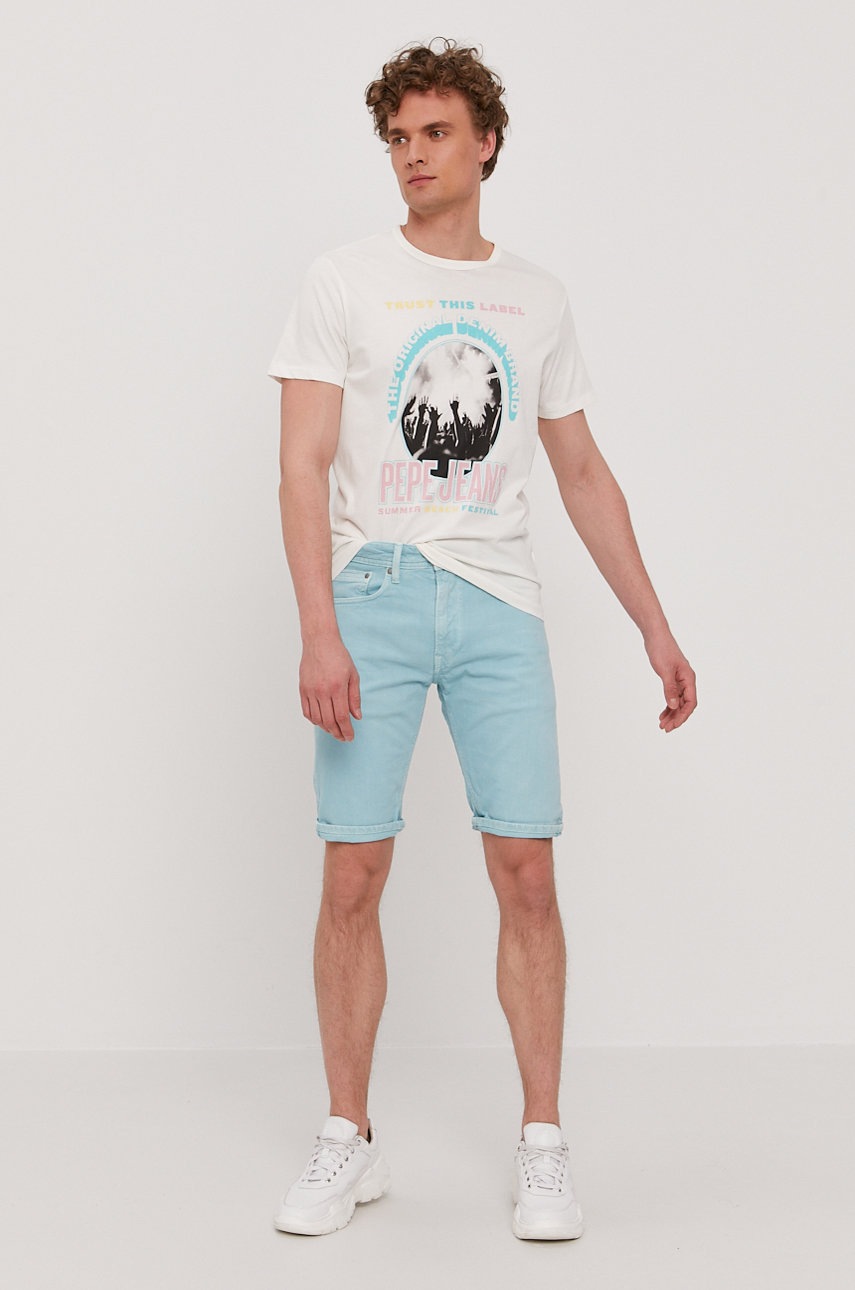 

Футболка Pepe Jeans Matt мужская цвет белый с принтом
