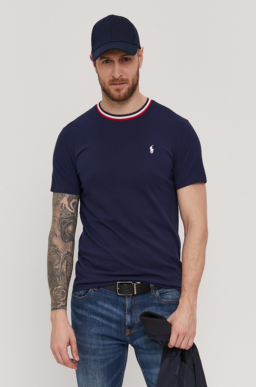 

Футболка Polo Ralph Lauren цвет синий гладкий