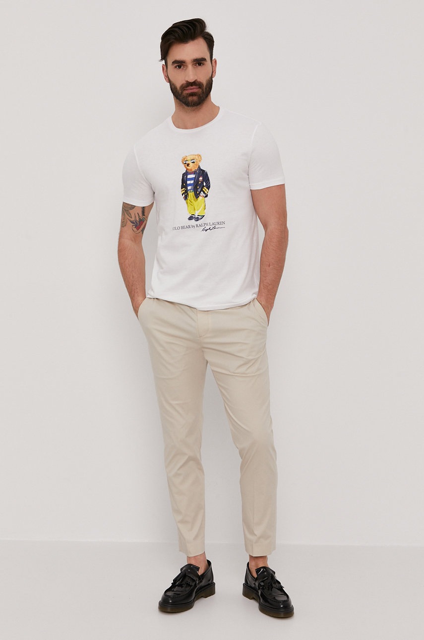 

Футболка Polo Ralph Lauren мужская цвет белый с принтом
