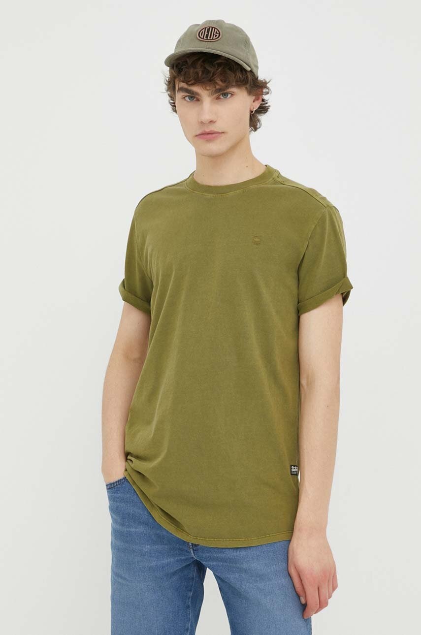 G-star Raw Tricou Din Bumbac Culoarea Verde, Neted