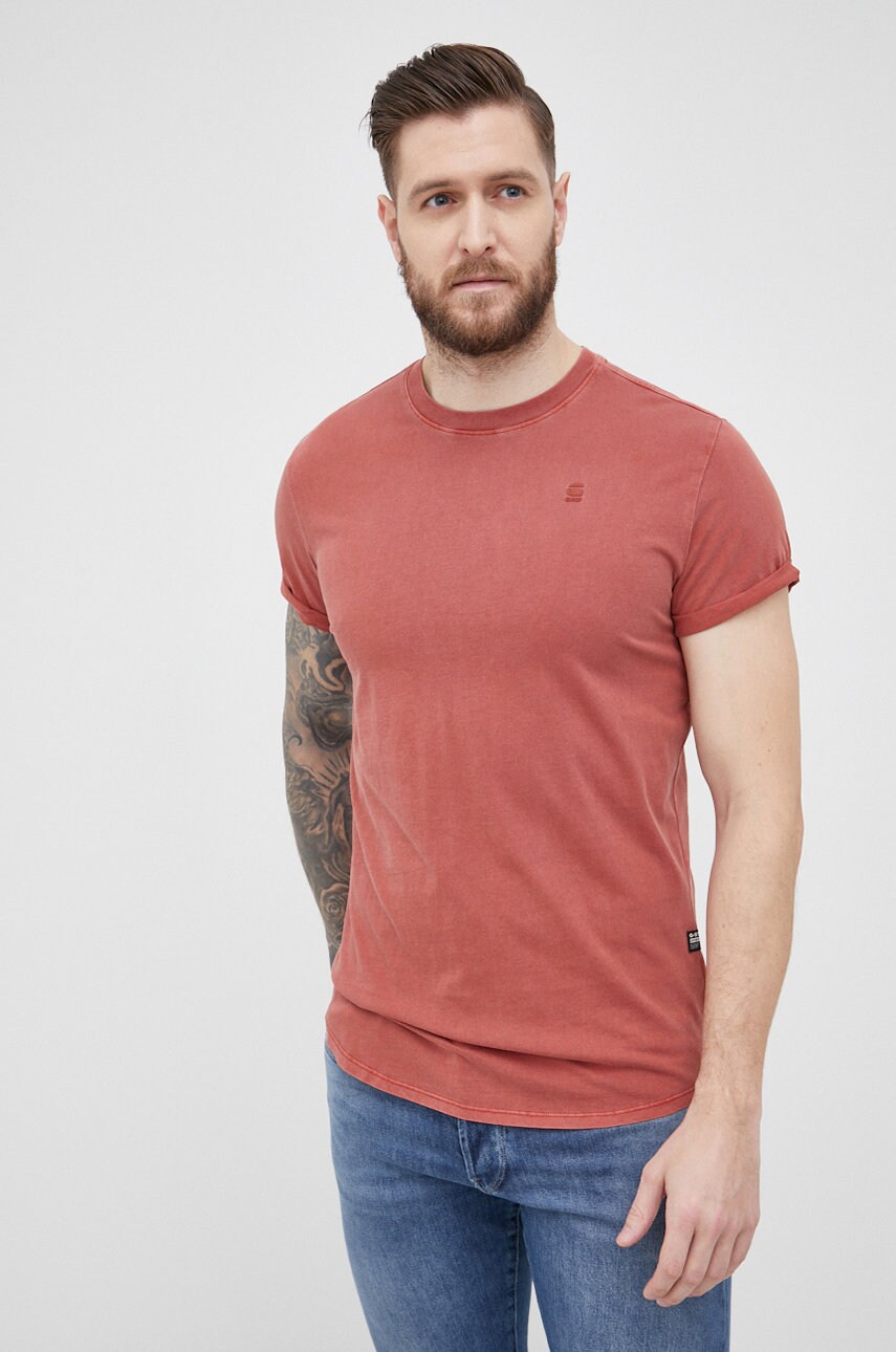 G-star raw tricou din bumbac culoarea portocaliu, neted