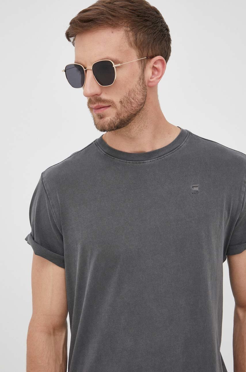 

Памучна тениска G-Star Raw в оранжево с изчистен дизайн, Сив