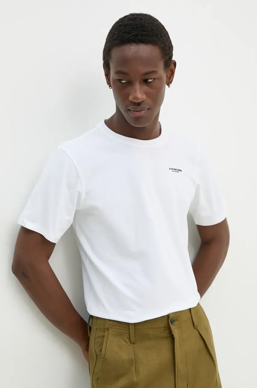 G-Star tricou bărbați, culoarea alb, uni