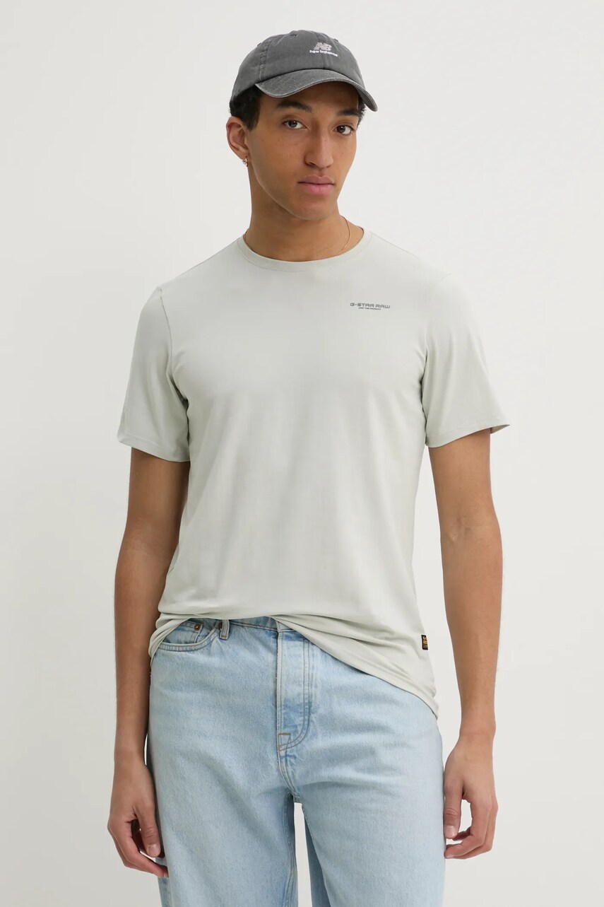 G-Star Raw tricou barbati, culoarea gri, neted
