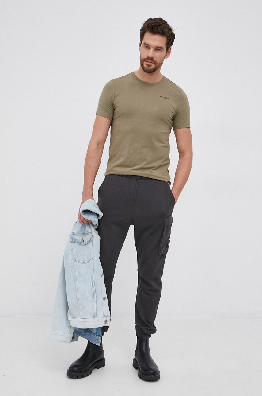 

Футболка G-Star Raw колір зелений однотонний