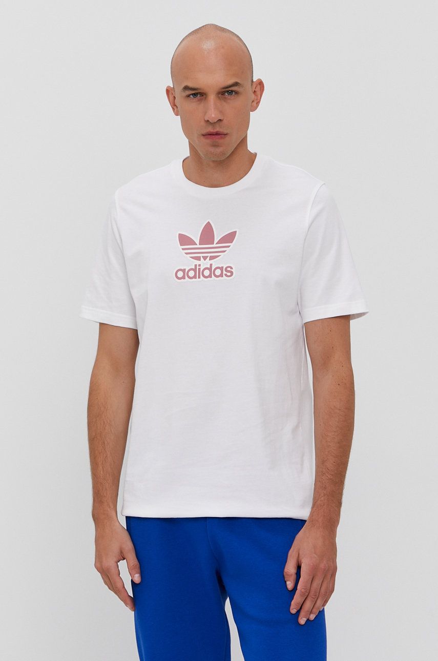 Adidas Originals Tricou GN3655 bărbați, culoarea alb, cu imprimeu