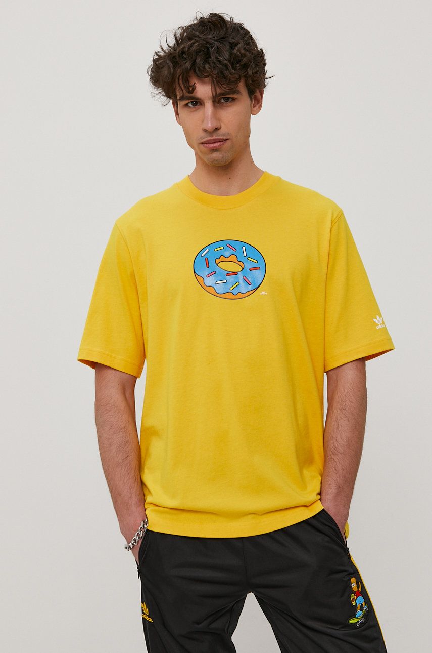 Adidas Originals Tricou barbati culoarea galben cu imprimeu