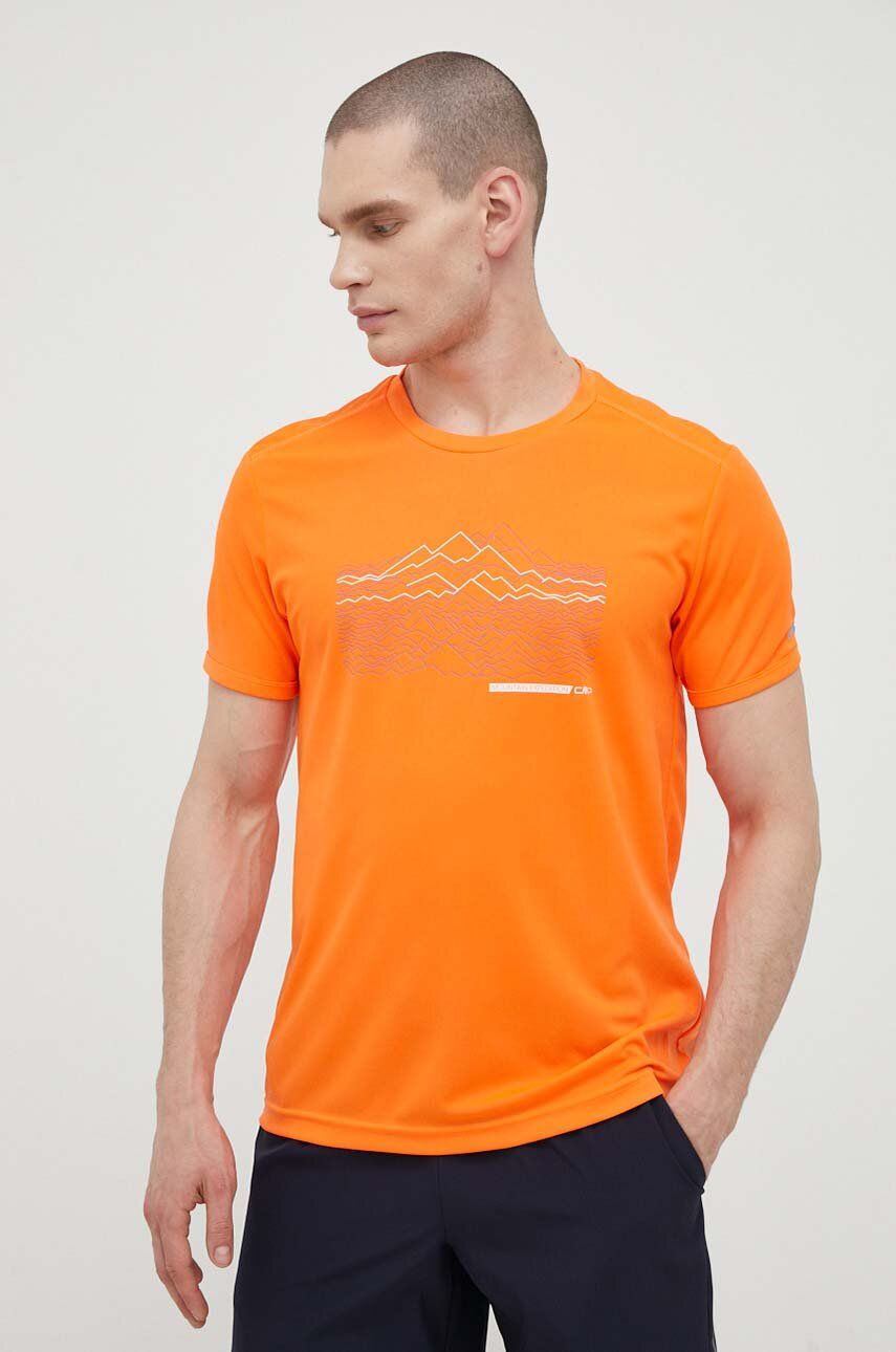 CMP tricou sport culoarea portocaliu, cu imprimeu