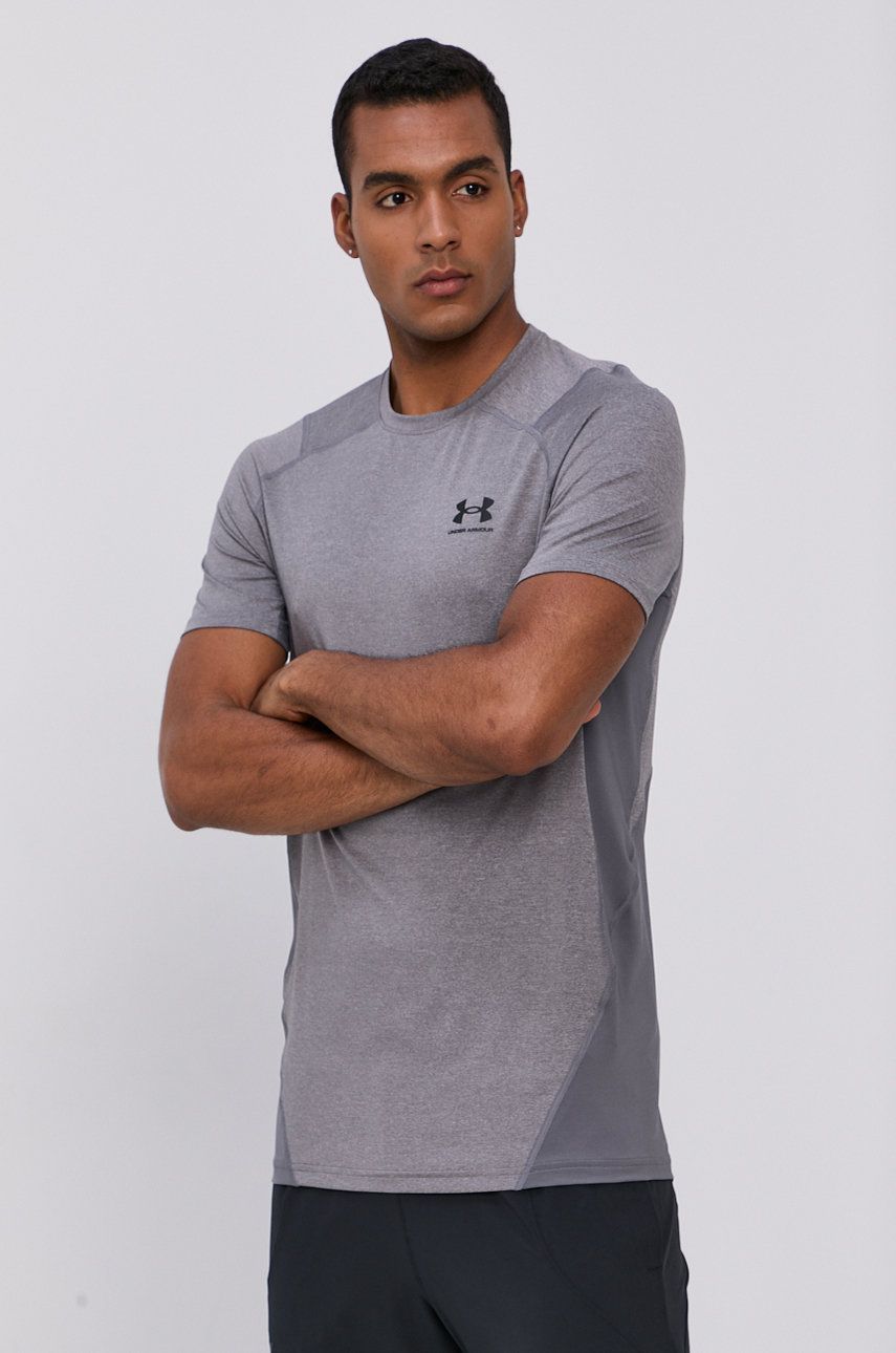Tréninkové tričko Under Armour šedá barva, 1361683-001 - šedá - 90 % Polyester
