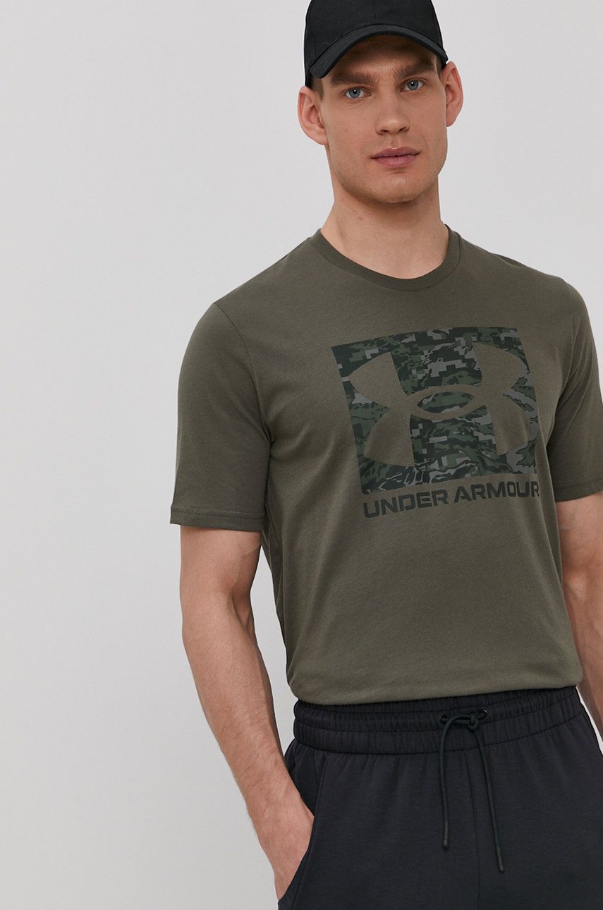 Under Armour Tricou 1361673 bărbați, culoarea verde, cu imprimeu