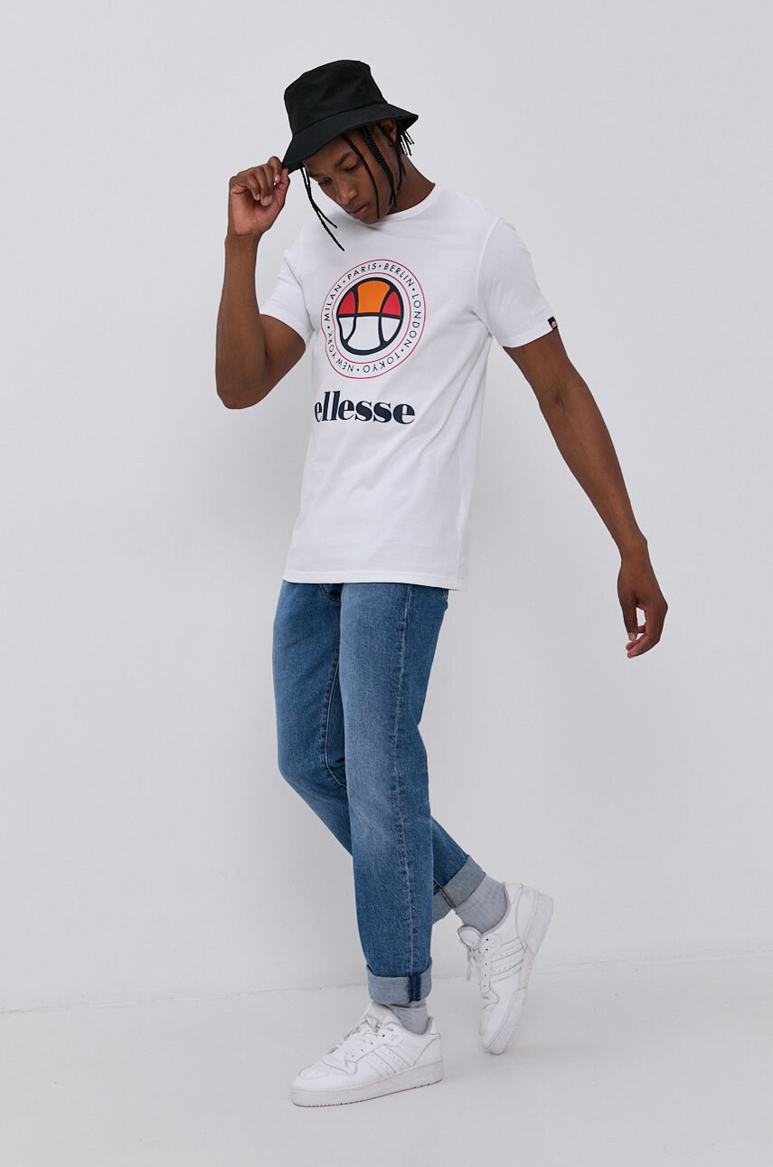 

Хлопковая футболка Ellesse цвет белый с принтом