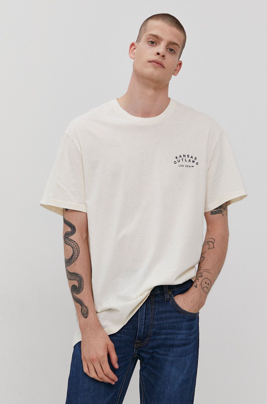 Lee Tricou bărbați, culoarea alb, cu imprimeu 2023 ❤️ Pret Super answear imagine noua 2022