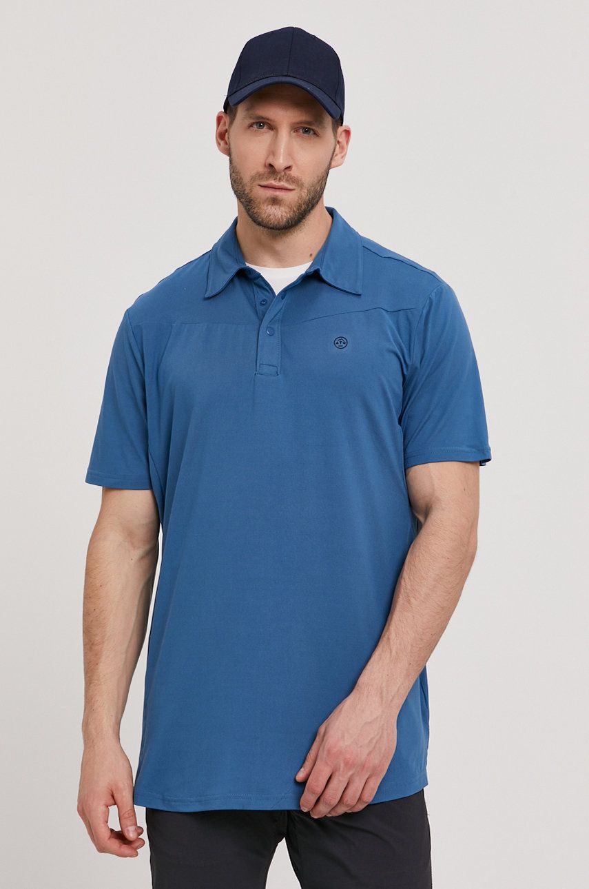 Polo tričko Wrangler tmavomodrá barva, hladké - námořnická modř -  8% Elastan