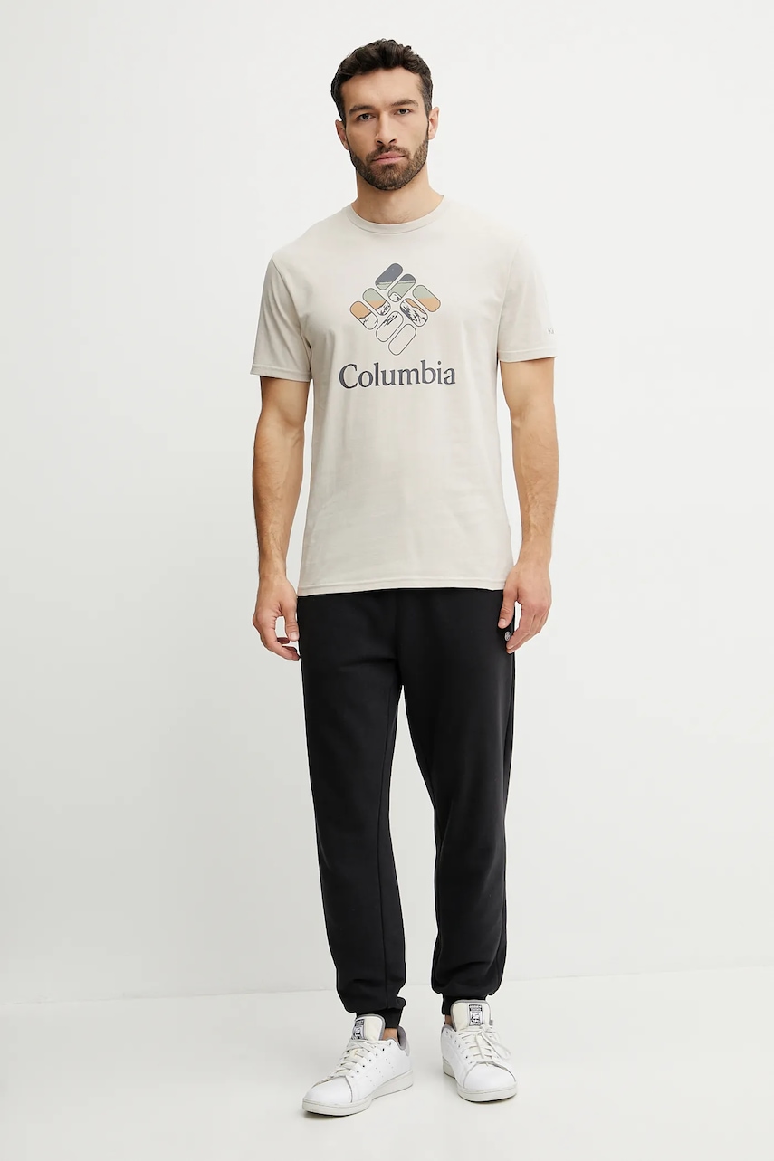 Хлопковая футболка Columbia цвет серый с принтом Хлопковая футболка Columbia цвет серый с принтом