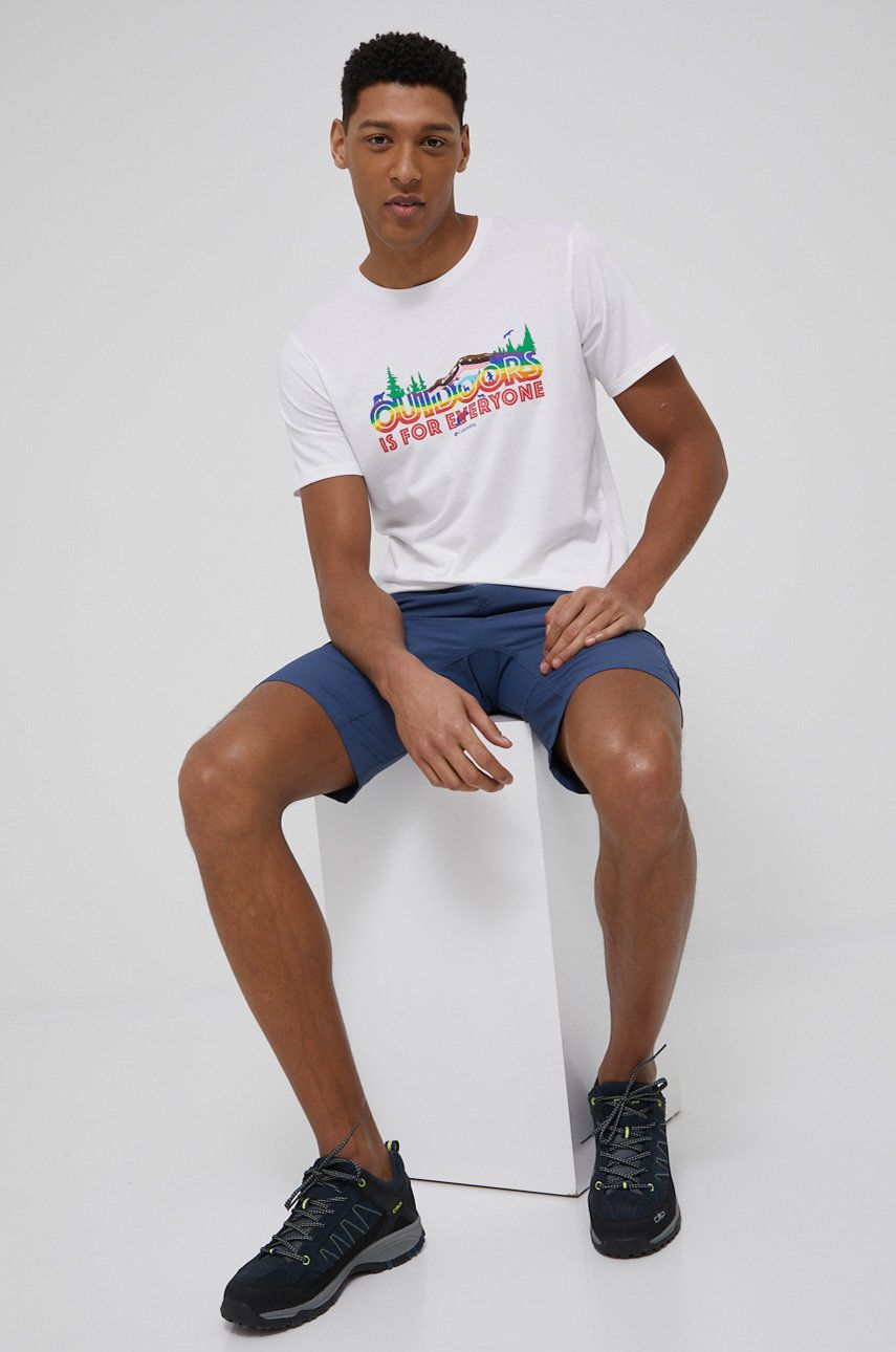 Columbia tricou sport Sun Trek culoarea alb, cu imprimeu
