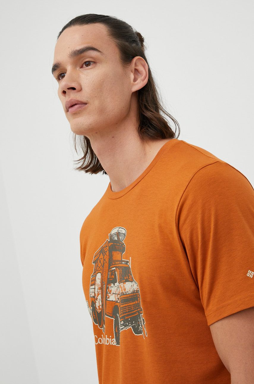 Columbia tricou sport culoarea portocaliu, cu imprimeu answear.ro imagine noua